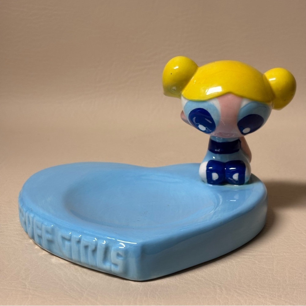 Vintage Powerpuff  girls (Bubbles) Heart Shape Trinket Ceramic Dish